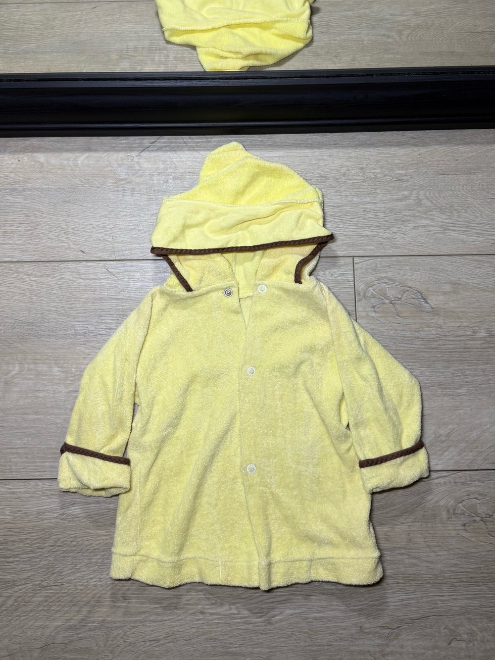 New Vintage 1970s Kids / Toddlers Yellow French Terry Button Up Hoodie